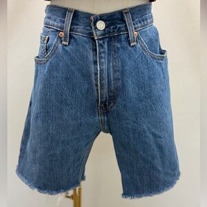Levi’s 505 Denim Cutoff Shorts Women’s W33 High Rise Raw Hem Blue Jean Shorts